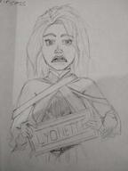 artist:justaguywithabeanie caption character:lyonette_du_marquin dress du_marquin female frown holding_sign human long_hair looking_at_viewer meta:inntober meta:inntober_2023 monochrome mugshot nobility pencil_art princess prompt27 prompt_princess sign simple_background solo spoiler:book2 text upper_body white_background // 3120x4160 // 638KB // rating:Safe