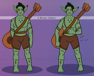 artist:wingedhatchling character:numbtongue character:pyrite goblin green_skin guitar purple_background red_eyes redfang_tribe scratching skill_display spoiler:book10 spoiler:volume6 // 2052x1656 // 1.1MB // rating:Safe