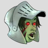 armor artist:artsy_nada character:rabbiteater emote glowing_eyes goblin green_hair head_only helmet male meta:meme open_mouth red_eyes redfang_five redfang_tribe sharp_teeth short_hair simple_background solo spoiler:volume7 transparent_background warrior // 800x800 // 591KB // rating:Safe