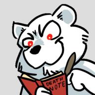 artist:brack book character:mrsha copyright:death_note death_note druid emote female front_view gnoll holding_book meta:animated meta:crossover red_eyes simple_background smile solo spoiler:volume7 white_background white_fur writing // 350x350 // 32KB // rating:Safe