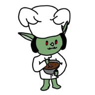 artist:someplace_somewhere barefoot black_hair bowl cave_goblin character:pebblesnatch chef_hat cooking female food front_view goblin green_skin hat holding_spoon jacket long_ears looking_down meta:animated red_eyes sharp_teeth simple_background solo spoiler:book9 spoiler:volume5 spoon standing white_background white_chestwear white_headwear // 1000x1000 // 393KB // rating:Safe