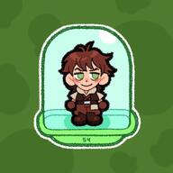 artist:thom_drower brown_chestwear brown_footwear brown_hair brown_handwear brown_legwear character:pisces_jealnet chibi commissioner:[bird_watcher] green_background green_eyes human male meta:tagme simple_background spoiler:book1 standing text // 1423x1420 // 118KB // rating:Safe