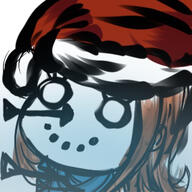 artist:bobo_plushie bolt brown_hair character:erin_solstice chibi christmas_hat coal emote female front_view hat head_only long_hair no_pupils red_headwear scarf sexless simple_background smile snow snowman solo spoiler:volume7 white_background white_eyes white_skin // 320x320 // 96KB // rating:Safe