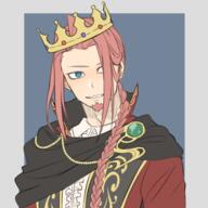 artist:achu beard black_cape blue_background blue_eyes braids bright_skin cape character:flos_reimarch copyright:picrew copyright:picrew_13338 crown front_view human jewelry king long_hair looking_at_viewer male nobility red_hair simple_background smile solo spoiler:book1 upper_body // 600x600 // 209KB // rating:Safe