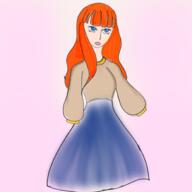 artist:theoko blue_eyes blue_skirt character:lyonette_du_marquin du_marquin female front_view human long_hair looking_up no_arms no_legs princess red_hair simple_background skirt solo spoiler:book2 // 2000x2000 // 3.2MB // rating:Safe