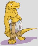 artist:brack brown_legwear character:saliss_oliwing drake looking_at_viewer male muscle navel pants sharp_nails simple_background smile solo spoiler:book10 spoiler:volume6 standing tail topless transparent_background yellow_scales // 1036x1262 // 400KB // rating:Safe