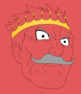 artist:ayutac character:itorin_zessoprical_ii crown front_view frown head_only human king male mustache nobility red_background short_hair simple_background solo spoiler:volume7 zessoprical // 472x548 // 66KB // rating:Safe