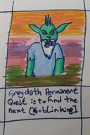 artist:gridcube beard blue_chestwear character:greydath front_view goblin green_skin long_ears lord male marchinn marchinn_2023 mohawk mustache no_pupils nobility red_eyes shirt solo spoiler:book9 spoiler:volume5 text upper_body white_hair // 720x1080 // 80KB // rating:Safe