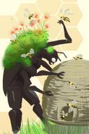 antinium arm_raised artist:guliver bee beekeper character:grass_shell grass hive male meta:inntober meta:inntober_2023 meta:tagme prompt20 prompt_antinium side_view solo spoiler:volume8 standing // 2000x3000 // 596KB // rating:Safe