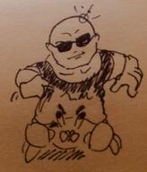 animal artist:brack bald crab duo dwayne_johnson front_view human male monochrome muscle riding rock_crab simple_background spoiler:book1 sunglasses // 640x748 // 72KB // rating:Safe