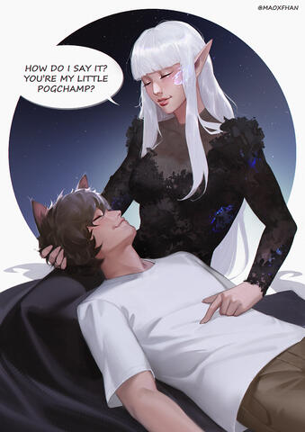 artist:maoxfhan black_dress character:linu character:rinu character:silvenia_ettertree closed_eyes commissioner:linu duo female long_hair magic male meta:TWISocialMedia pants shirt smile spoiler:volume9 text white_hair // 2480x3508 // 5.9MB // rating:Safe