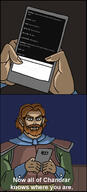 artist:lechatdemon beard bright_skin character:flos_reimarch chat comic front_view human iphone king looking_down male medium_hair mustache nobility quote red_chestwear red_hair solo spoiler:book2 text upper_body // 600x1324 // 281KB // rating:Safe
