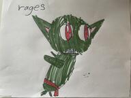artist:elora bald caption character:rags female frown goblin green_skin loincloth long_ears red_eyes running side_view simple_background solo spoiler:book1 text topless white_background // 4031x3023 // 2.2MB // rating:Safe