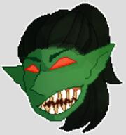artist:lire character:numbtongue front_view goblin head_only long_ears male medium_hair pixel_art red_eyes sharp_teeth simple_background solo spoiler:book2 transparent_background // 120x128 // 14KB // rating:Safe