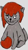 animal apple artist:gridcube cat character:pirate character:pirateaba food front_view fruit grey_fur medium_hair no_pupils nude purriteaba red_hair simple_background sitting smile tail transparent_background white_eyes // 376x682 // 256KB // rating:Safe