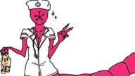 arm_raised artist:xiaopotato cosplay eyeball fleshworm hat missing_eye nurse_hat nurse_outfit peace_sign salvia sharp_nails simple_background skin solo sparkle spoiler:book1 stethoscope undead water white_background white_headwear // 1152x648 // 66KB // rating:Safe