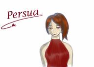 artist:theoko bare_shoulders brown_hair caption character:persua_alcherie_mavva dress female front_view human long_hair make-up pale_skin ponytail red_dress runner simple_background smile solo spoiler:book1 text upper_body white_background yellow_eyes // 2100x1500 // 110KB // rating:Safe