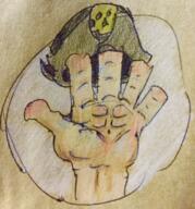 artist:brack black_headwear character:pirateaba disembodied_hand hand hat muscle navel pirate_hat simple_background skull solo // 638x686 // 794KB // rating:Safe