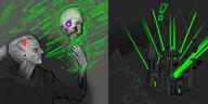 artist:mg black_eyes black_robe building castle character:az'kerash character:toren exclamation_mark glowing_eyes grey_background mage male meta:tagme mountain necromancer purple_eyes robe side_view skull sky spoiler:volume7 undead vein // 2304x1152 // 1.0MB // rating:Safe