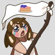apron artist:jason_yao brown_hair cake character:erin_solstice earther emote female flag food front_view holding_flag human innkeeper medium_hair open_mouth plate simple_background solo spoiler:book9 spoiler:volume5 tear transparent_background white_flag // 1034x1034 // 269KB // rating:Safe