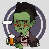 artist:red black_hair brown_chestwear character:numbtongue copyright:picrew copyright:picrew_137904 disembodied_hand drink earring food glass goblin green_skin jewelry looking_at_viewer male mohawk musician purple_background red_(artist) red_eyes redfang_five redfang_tribe scar sharp_teeth short_hair simple_background smile solo speechbubble spoiler:book8 spoiler:volume5 transparent_background upper_body warrior // 600x600 // 182KB // rating:Safe