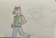 artist:ashokthi barefoot belt blue_legwear brown_fur character:vetn cloud front_view gnoll green_chestwear looking_at_viewer male meta:inntober meta:inntober_2023 pants prompt18 prompt_gnoll running simple_background smile solo spoiler:volume8 thief thief_of_clouds vest white_background // 3245x2200 // 938KB // rating:Safe
