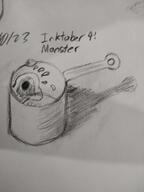 artist:justaguywithabeanie caption character:healing_slime meta:inntober meta:inntober_2023 monochrome monster pencil_art pot prompt4 prompt_monster shadow simple_background slime solo spoiler:book5 spoiler:volume4 text white_background // 3120x4160 // 561KB // rating:Safe