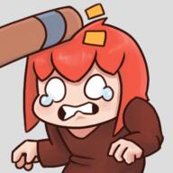 artist:brack baseball_bat bright_skin character:pirate character:pirateaba emote front_view medium_hair no_pupils red_hair simple_background solo sweatshirt tear transparent_background upper_body // 360x360 // 99KB // rating:Safe