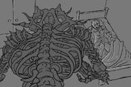 artist:lechatdemon bed behemoth bone character:pisces_jealnet human looking_up lying mage male monochrome necromancer open_mouth spoiler:book9 spoiler:volume5 undead // 1095x730 // 75KB // rating:Safe