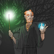 arm_raised artifact artist:mg beard black_robe blue_eyes bracelet character:hedault enchanter front_view frown grey_background human jewelry mage magic male missing_finger mustache necklace orange_hair plant robe solo spoiler:book4 spoiler:volume3 tree upper_body wand // 750x750 // 229KB // rating:Safe