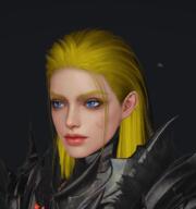 adventurer artist:fc black_background blonde_hair blue_eyes bright_skin byres character:yvlon_byres chestplate female head_only human long_hair simple_background solo spoiler:book1 warrior // 661x705 // 433KB // rating:Safe