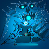 artist:mg bag behemoth blue_background blue_eyes character:ceria_springwalker character:pisces_jealnet copyright:dragon_ball_z female frostmarrow_behemoth fusion glowing_eyes half-elf human ice long_hair looking_at_viewer mage magic male meta:crossover necromancer open_mouth pants shoes spoiler:book14 spoiler:volume6 trio // 750x750 // 253KB // rating:Safe