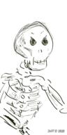 artist:jeffication bone character:toren front_view monochrome sexless simple_background skeletal_hand skeleton skull solo spoiler:book1 undead upper_body white_background // 1080x2160 // 728KB // rating:Safe