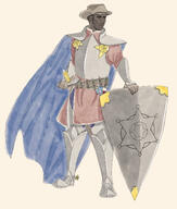 armor artist:cortz belt black_hair blue_legwear cape character:richard_davenport earther front_view grey_headwear hat holding_shield human male pants potion shield short_hair simple_background solo spoiler:book6 spoiler:volume4 standing sword white_background // 1406x1660 // 1.1MB // rating:Safe