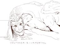 artist:deepsikk character:teriarch dragon front_view immortal ink long_hair long_neck lying_on_front male mane meta:inntober meta:inntober_2023 meta:tagme monochrome prompt13 prompt_immortal scale solo spoiler:book1 text upper_body white_background wing // 3000x2500 // 962KB // rating:Safe