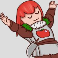 apple armor artist:qthebird brown_chestwear character:pirate character:pirateaba closed_eyes commissioner:me emote front_view grey_chestwear long_hair meta:tagobj red_hair simple_background smile solo sword transparent_background upper_body // 500x500 // 137KB // rating:Safe