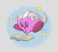 artist:brack black_eyes blue_background book character:kirby character:mrsha copyright:kirby gnoll looking_down meta:crossover open_mouth pink_skin reading simple_background sitting sparkle spoiler:book2 tail transparent_background white_fur // 959x855 // 424KB // rating:Safe