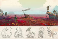 animal artist:enuryn back_view backpack blood bloodfields boots cloud conical_hat crab flag front_view hat holding_staff human landscape long_ears medium_hair plant rock rock_crab running shield side_view sky solo spider spoiler:book1 staff standing sword white_flag wing // 2048x1386 // 1.0MB // rating:Safe