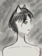 alterkin artist:theoko cat_ears character:revi_cotton female front_view grey_background head_only medium_hair monochrome nude smile solo spoiler:book2 stitch-folk stitches thread // 1536x2048 // 3.6MB // rating:Safe