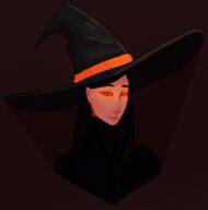 artist:lire black_chestwear black_headwear bright_skin brown_background character:belavierr_donamia female front_view glowing_eyes hat head_only human orange_eyes simple_background solo spoiler:book12 spoiler:volume6 witch witch_hat // 871x879 // 267KB // rating:Safe