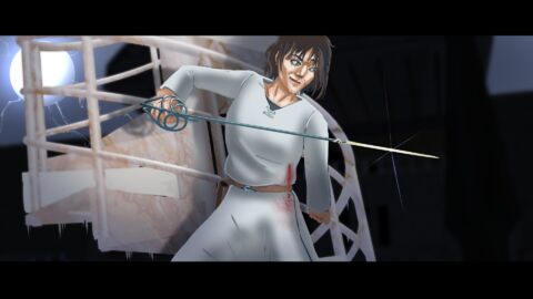 artist:sehad character:pisces_jealnet fake_screenshot human hurt lesegoth mage male necromancer rapier robe simple_background solo spoiler:volume9 stairs // 1920x1080 // 1.4MB // rating:Safe