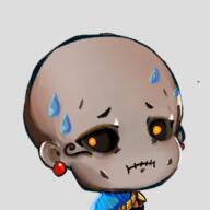 artist:bobo_plushie bald blue_robe character:fetohep earring emote front_view frown jewelry king male nobility orange_eyes robe simple_background solo spoiler:book13 spoiler:volume6 sweat_drop toned_skin transparent_background undead upper_body // 370x370 // 124KB // rating:Safe