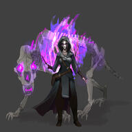 arm_raised artist:mg black_hair black_paint black_robe blue_eyes bone boots brown_footwear cape character:ama character:sillias duo female front_view glowing_eyes grey_background holding_wand human looking_at_viewer mage magic medium_hair necromancer purple_eyes robe sharp_nails sharp_teeth simple_background skeletal_hand skull spoiler:volume9 standing undead wand white_paint // 3000x3000 // 2.2MB // rating:Safe