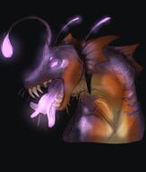 animal artist:wowzabublord black_background fin glowing glowing_eyes head_only leviathan open_mouth orange_scales purple_eyes purple_scales sharp_teeth side_view simple_background solo spoiler:volume7 tongue_out yellow_scales // 515x606 // 232KB // rating:Safe