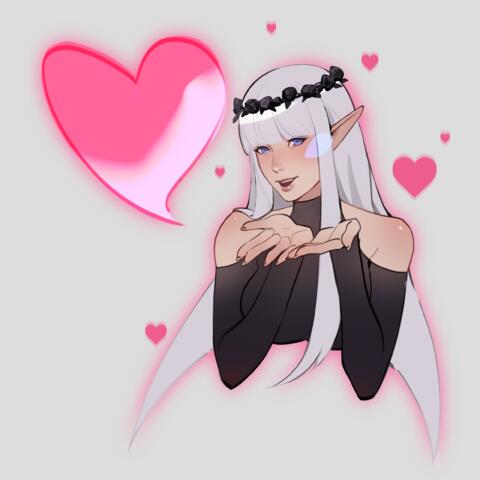 archmage artist:maoxfhan black_dress blue_eyes character:silvenia_ettertree commissioner:linu female half-elf heart kiss magic meta:TWISocialMedia solo spoiler:volume9 upper_body white_background wreath // 2480x2480 // 2.3MB // rating:Safe