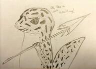 animal artist:theblondeowl character:relc_grasstongue drake gecko holding_spear looking_down male meta:inntober meta:inntober_2023 monochrome pencil_art prompt4 prompt_monster simple_background solo spear tail text tongue_out upper_body white_background zoomorphized // 2552x1819 // 349KB // rating:Safe