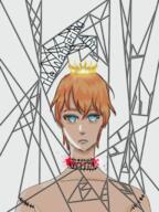 artist:theoko blood blue_eyes bright_skin character:griffin_prince crown front_view frown head_only human male nobility open_mouth orange_hair prince short_hair simple_background solo spoiler:book12 spoiler:volume6 stitches text thread upper_body white_background // 1536x2048 // 2.5MB // rating:Safe