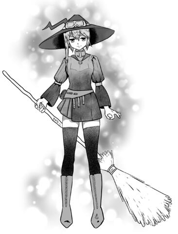 artist:yura belt boots broom character:alevica dress female goggles greyscale human looking_at_viewer meta:tagme meta:TWISocialMedia simple_background smile socks spoiler:book12 spoiler:volume6 standing witch witch_hat // 1991x2614 // 1.3MB // rating:Safe