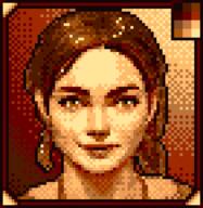 artist:eris brown_background character:erin_solstice earther female front_view human innkeeper long_hair looking_at_viewer medium_hair monochrome pixel_art ponytail smile solo spoiler:book1 // 560x576 // 23KB // rating:Safe