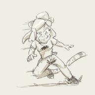 artist:brack character:ryoka_griffin classless copyright:batman copyright:dc female front_view heraldry long_hair looking_at_viewer monochrome pants ponytail runner running shirt shoes simple_background smile solo spoiler:book2 tail white_background zoomorphized // 3000x3000 // 999KB // rating:Safe